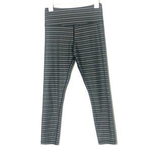 Zyia Active Womens Leggings 6-8 Medium Black White Herringbone Striped Cropped